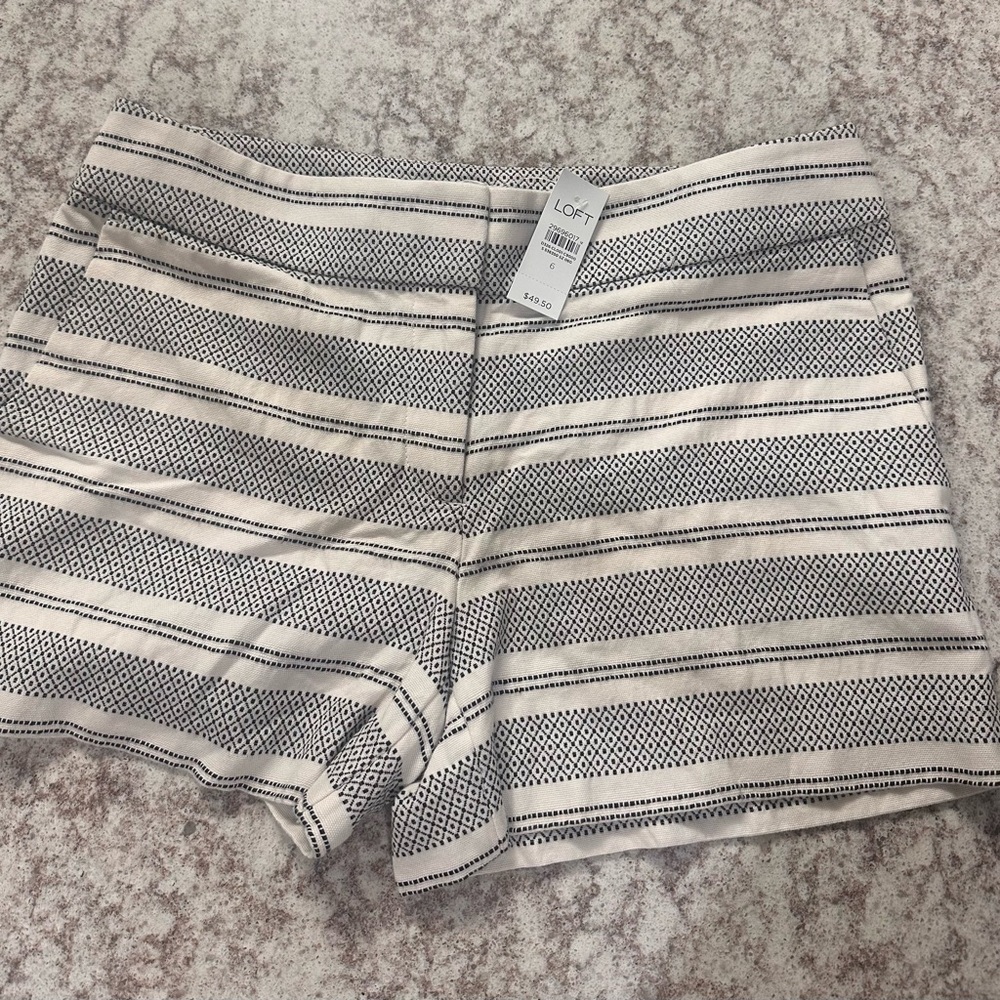 LOFT Black and White High Waist Shorts NWT